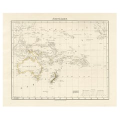 Titre : Carte de l'Australie du milieu du 19e siècle par Carl Flemming - 1855