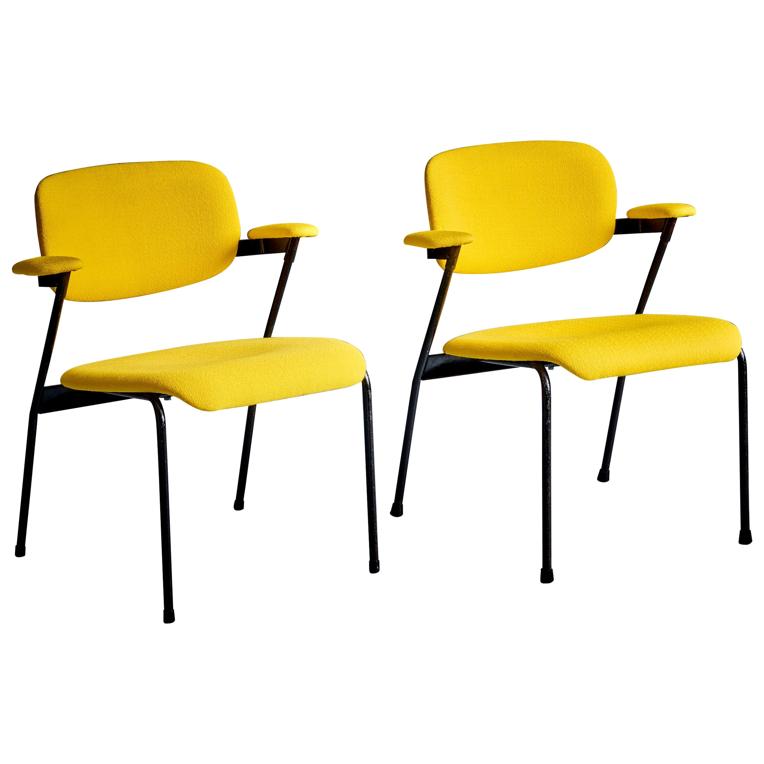 Willy van der Meeren for Tubax Pair of Lounge Chairs in yellow For Sale