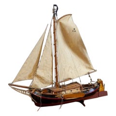 Antique Detailed Wooden Model of Dutch Sailing Ship From the 1930s-1940s
