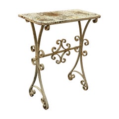 Weathered Wrought Iron Scroll and Star Motif Console Table