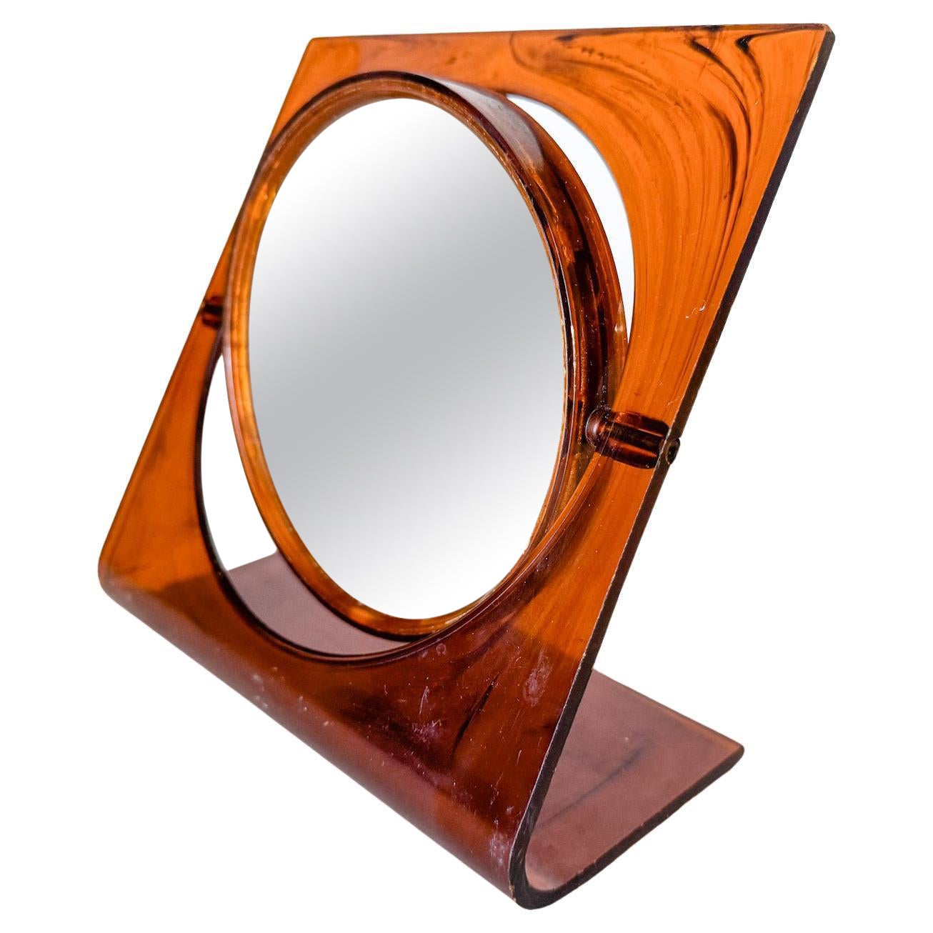 Bakelite Hand Mirror, Table Mriror, Folding Mirror, 2 Faces Mirror, France 1970