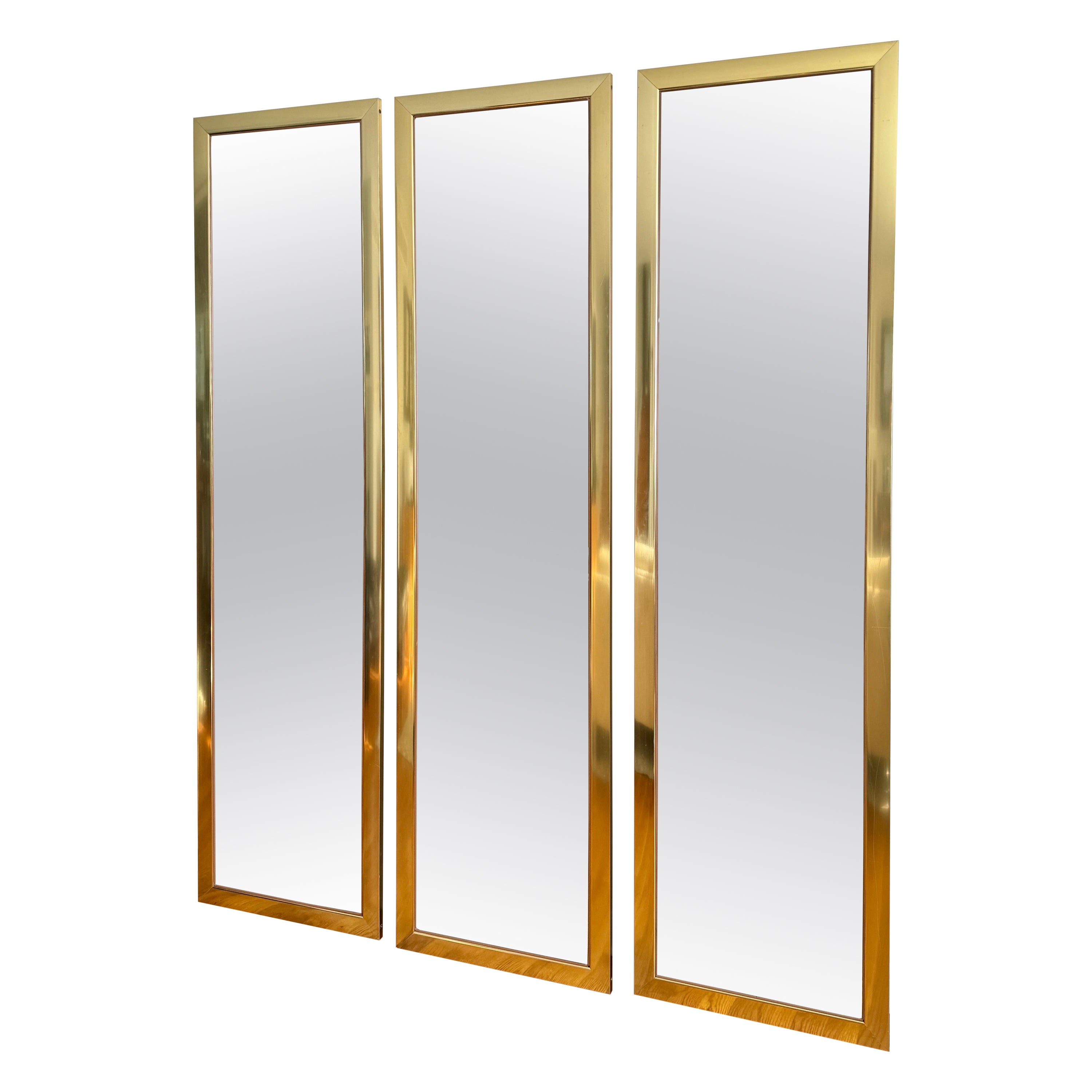 Vintage Hollywood Regency Style Full Length Floor or Wall Mirrors - Set of Three For Sale