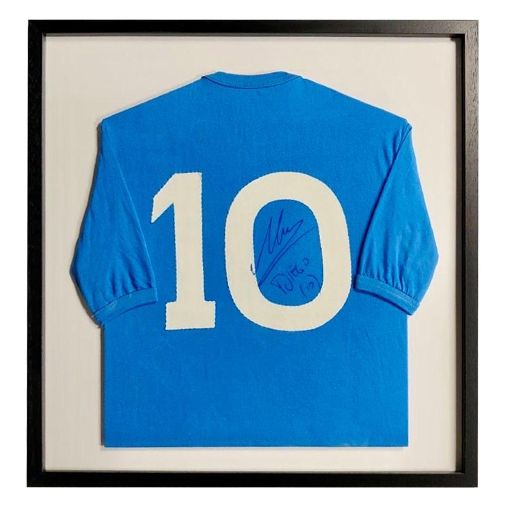 Framed Diego Maradona Signed Napoli 89/90 Home Shirt Football Vintage Retro For Sale