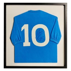 Gerahmtes gerahmtes Diego Maradona signiertes Napoli 89/90 Wohnhemd Fußball Vintage Retro