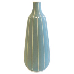 Vintage Art Deco Vase by Carl Fischer Incised Decor, Pastel Turquoise, 1920's, Germany