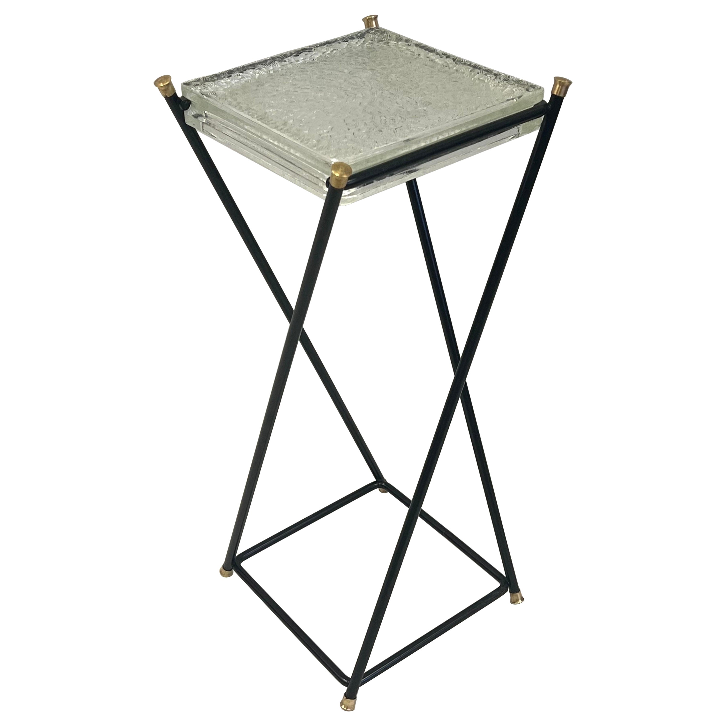 French Mid-Century Modern Side / End Table by Jacques Adnet & Max Ingrand For Sale
