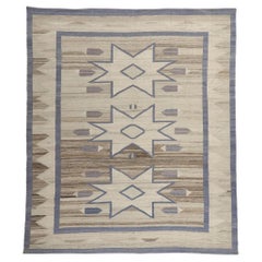 Contemporary Santa Fe Southwest Modern Desert Navajo-Style Flatweave Carpet