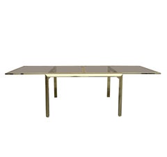 Used DIA Hollywood Regency Style Brass and Glass Top Extendable Dining Table