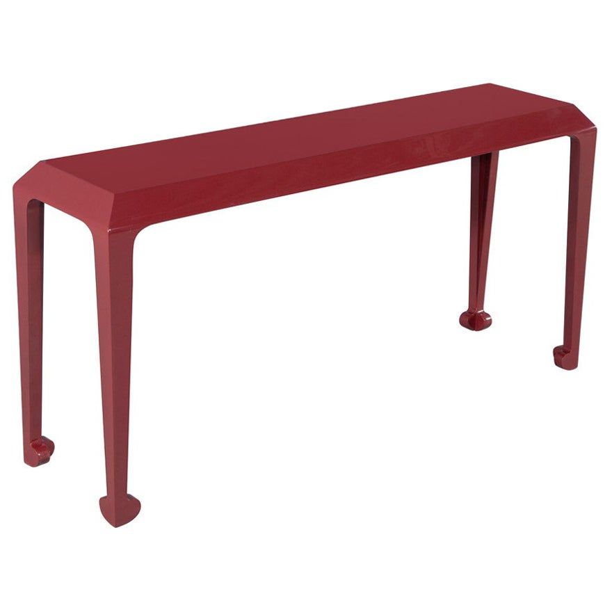 Modern Console Table in Ruby Lacquer Finish For Sale