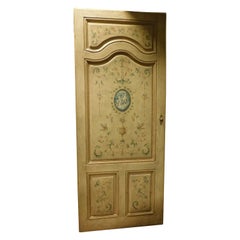 Antique Painted and lacquered door, with wavy panels, Italy