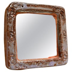 Ceramic mirror by Juliette Derel, France, 1960's