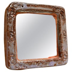 Vintage Ceramic mirror by Juliette Derel, France, 1960's