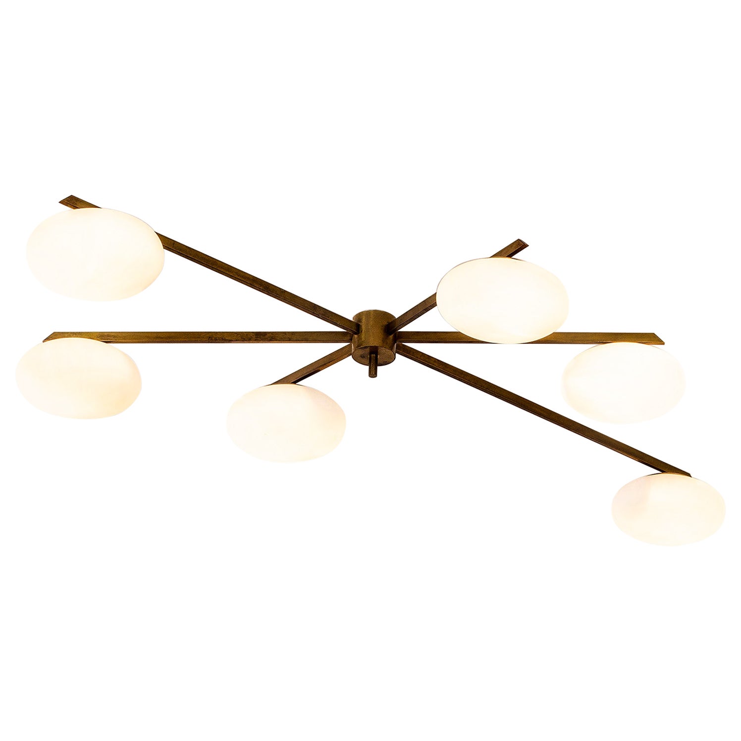 20th Century Angelo Lelii for Arredoluce Lamp Chandelier mod. Six Moon  For Sale