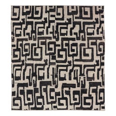 Large Black and Ivory Abstract Modern Casual Rug by Keivan Woven Arts