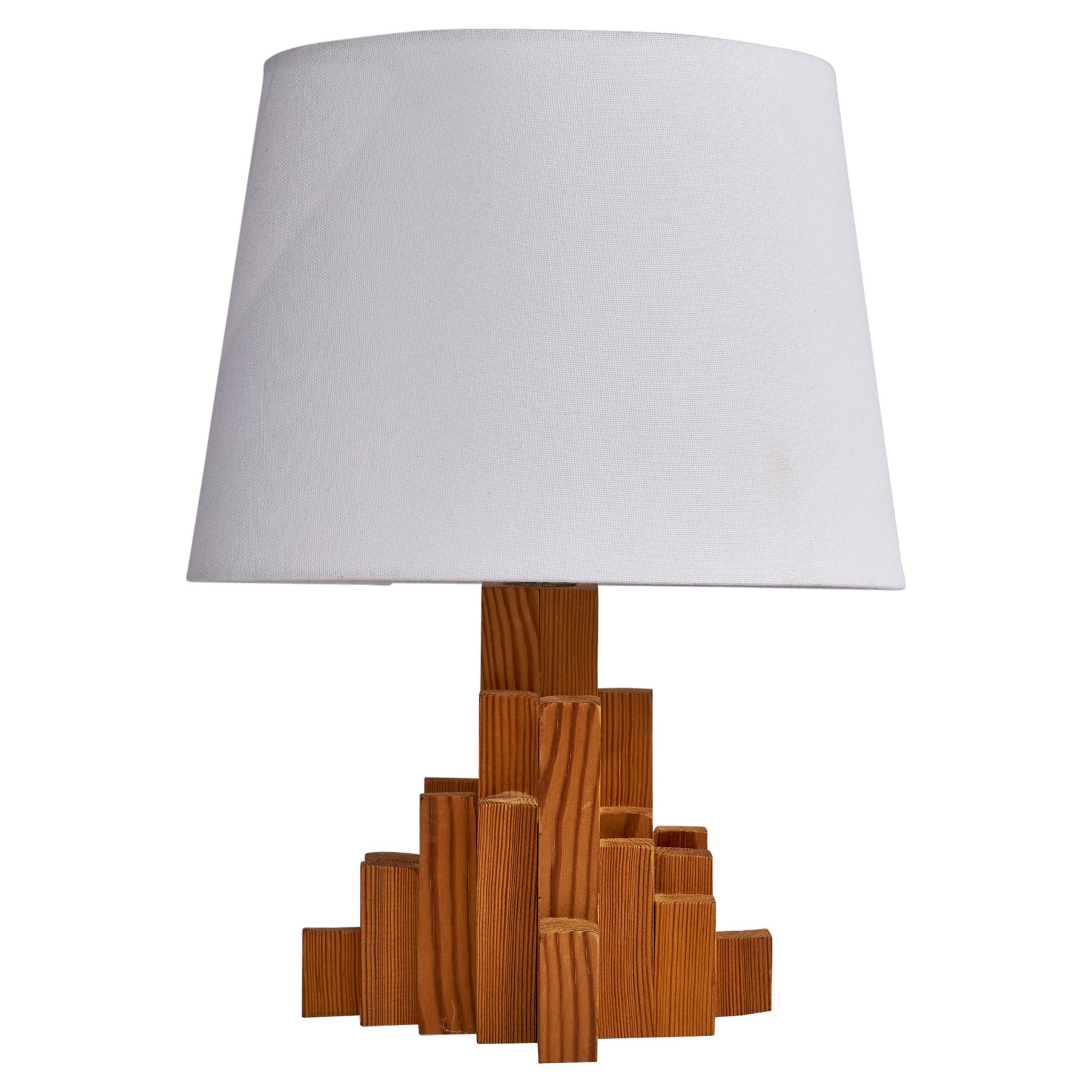 Swedish Designer, Freeform Table Lamp, Pine, Sweden, 1970s For Sale