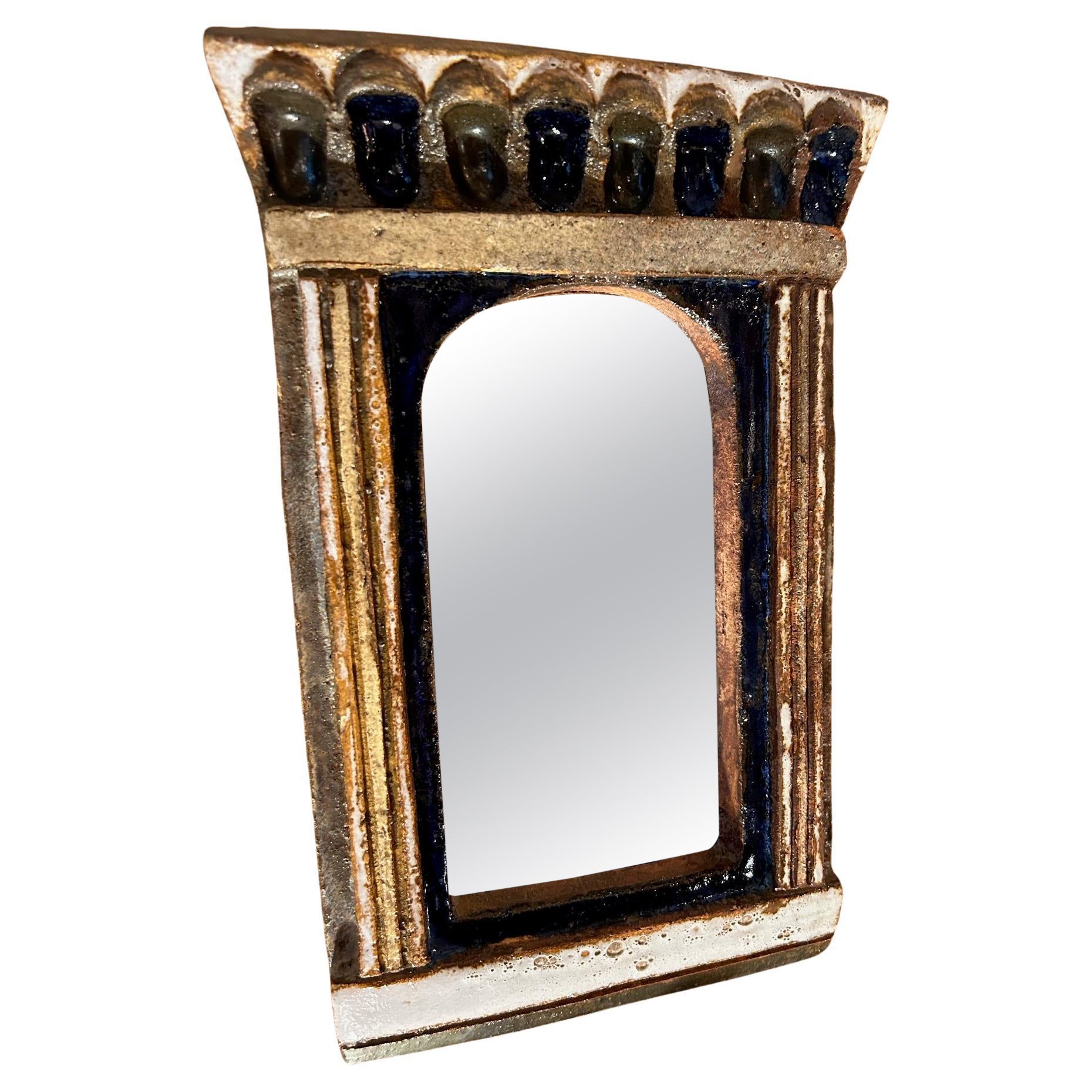 Ceramic mirror by les Argonautes, France, 1960's