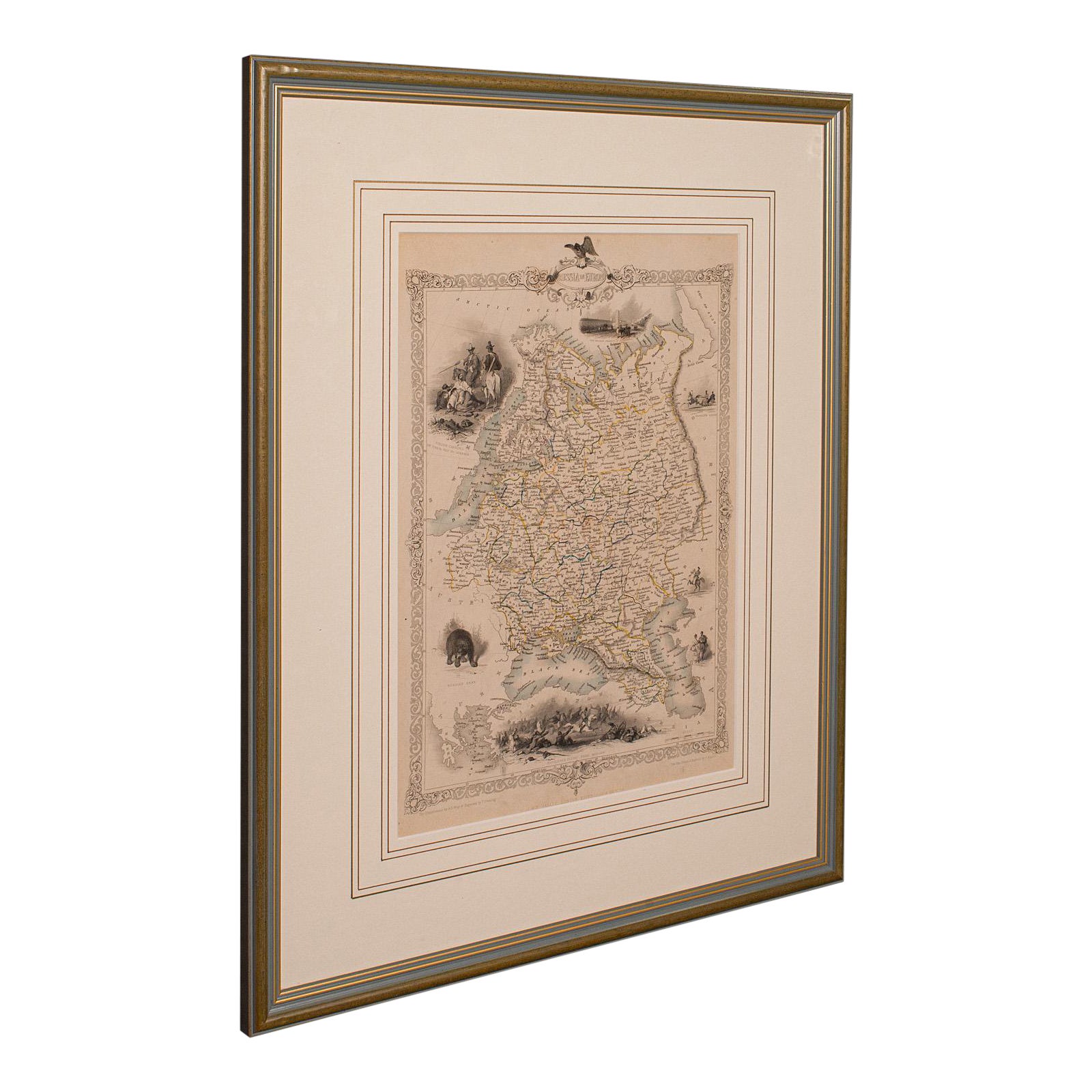 Antike Lithografiekarte, Westrussland, Englisch, gerahmt, Cartografie, Viktorianisch