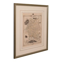 Carta litografica antica, Russia occidentale, Inglese, Incorniciata, Cartografia, Vittoriano