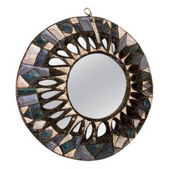 Vintage Ceramic mirror by Roland Zobel, France, 1960's