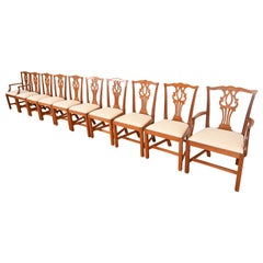 Retro Georgian Mahogany Dining Chairs in the Manner of Baker Furniture, Set of Ten