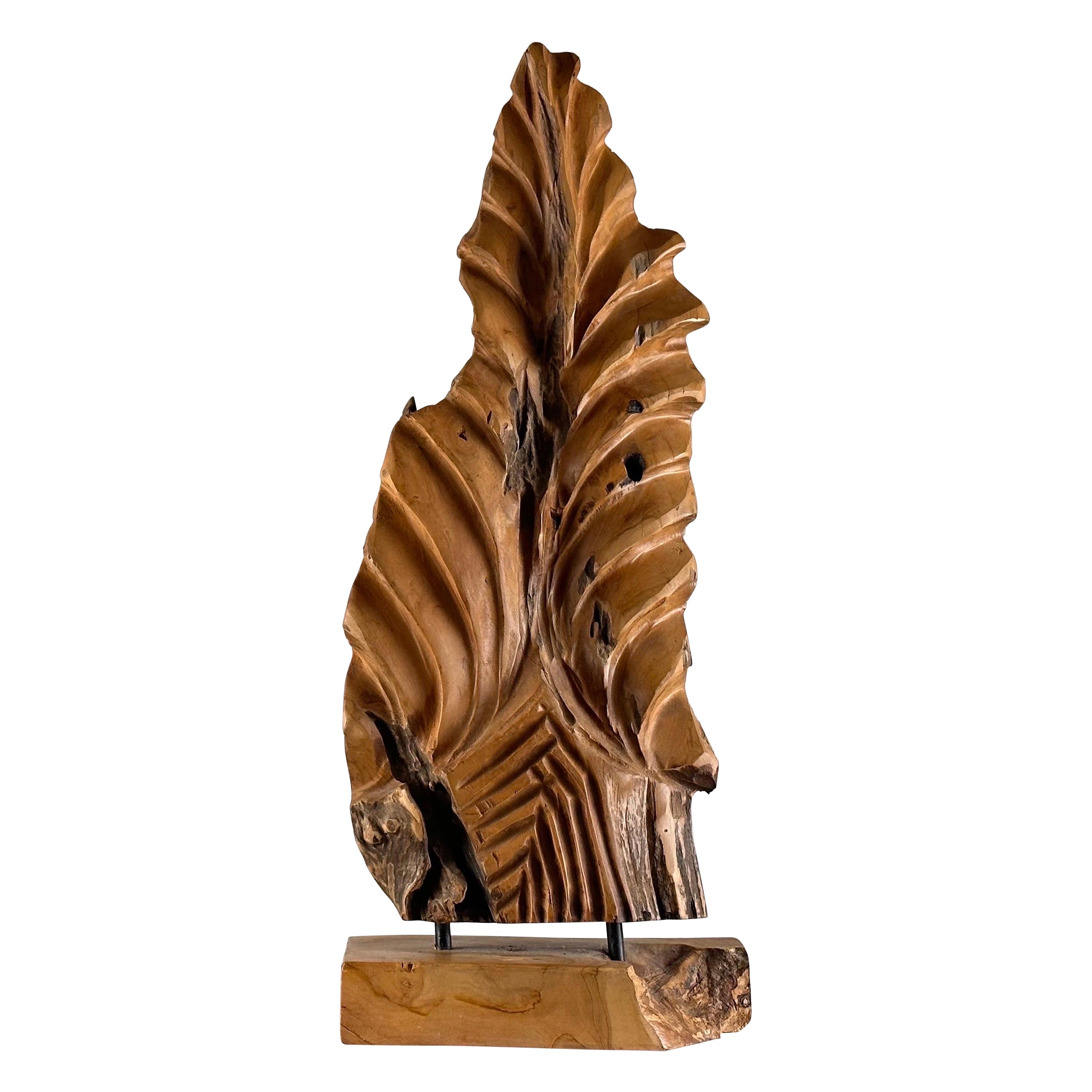 Exquisite Italian Phytomorphic Abstract Sculpture in Natural Ash, 1960s For Sale