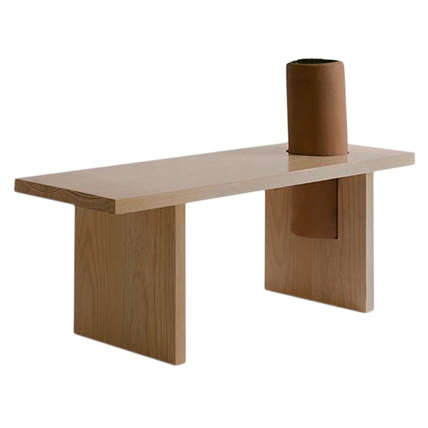 Pine Wood Geometrical Bench "Bench Three Small" by Omar Wade For Sale