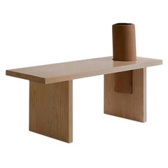 Geometrical Pine Wood Bench With Clay Planter “Three Bench” by Omar Wade