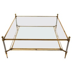 Large 20th Century French Brass Square Coffee Table By Maison Jansen