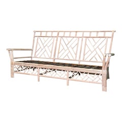 Rattan Chinese Chippendale Style Sofa