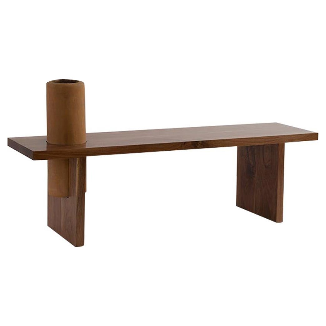 Tzalam Wood Geometrical Bench "Bench Three Small" by Omar Wade For Sale
