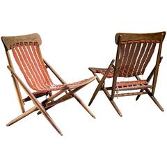 Maruni Studio Foldable Lounge Chairs, Japan, 1940s 3