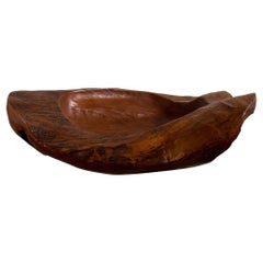 Briar Wood Live Edge Carved Bowl/Centerpiece, Italy, Unique Piece, 1960s
