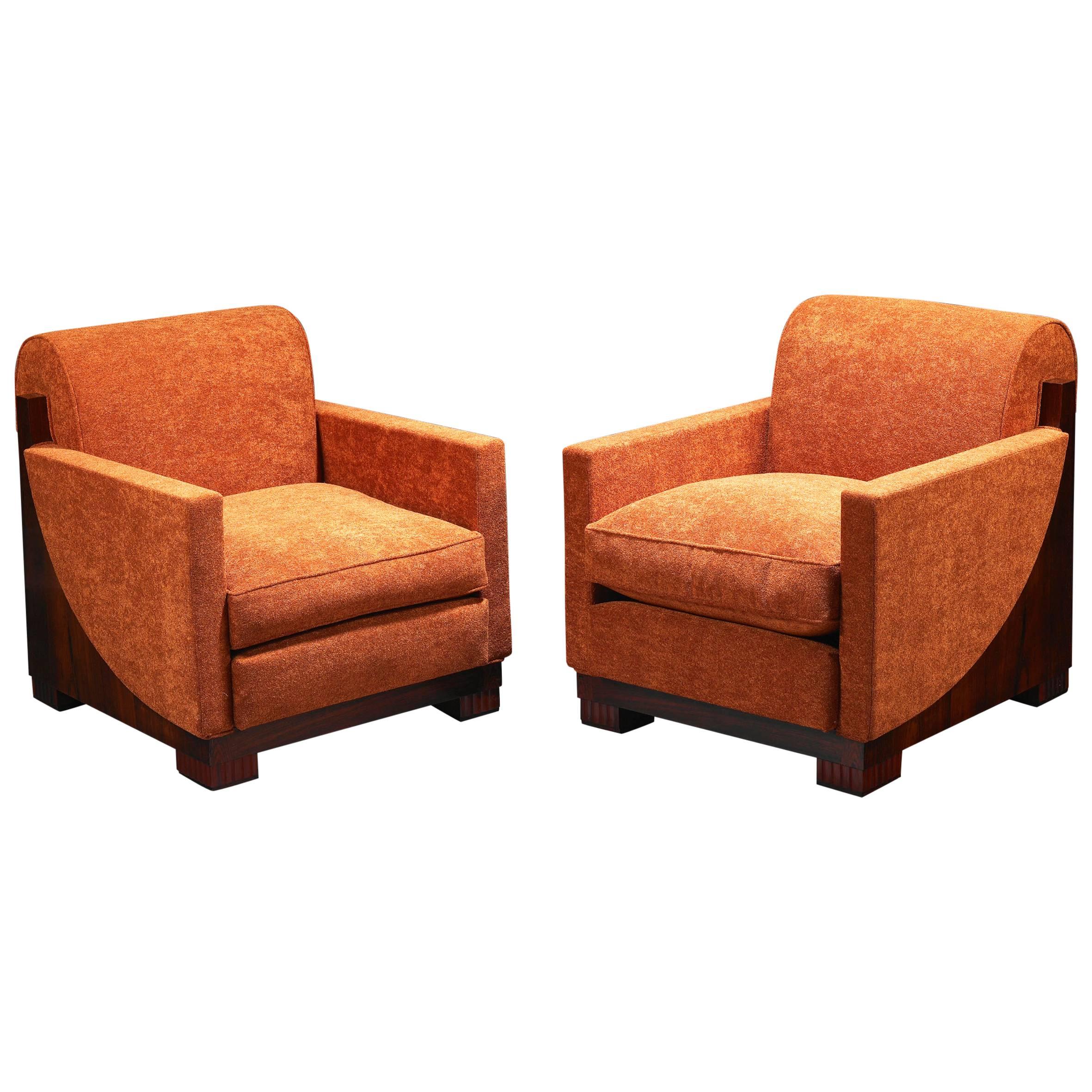 Léon et Maurice Jallot, Rare Pair of Cubist Armchairs, 1930 For Sale