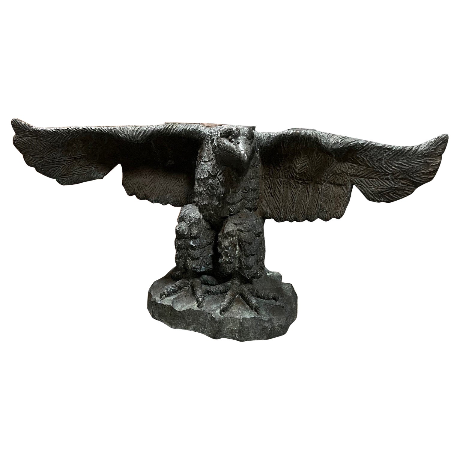 Bronze Spread Winged Eagle Sculpture Console Table  For Sale