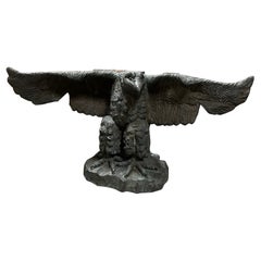 Retro Bronze Spread Winged Eagle Sculpture Console Table 