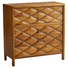 Used Widdicomb, Chest of Drawers, Walnut, Brass, USA, 1950s