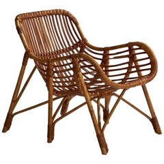 Finnish Designer, Lounge Chair, Bamboo, Rattan, Finland, 1940s