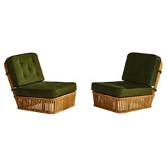 Paul Frankl, Slipper Chairs, Bamboo, Fabric, USA, 1952