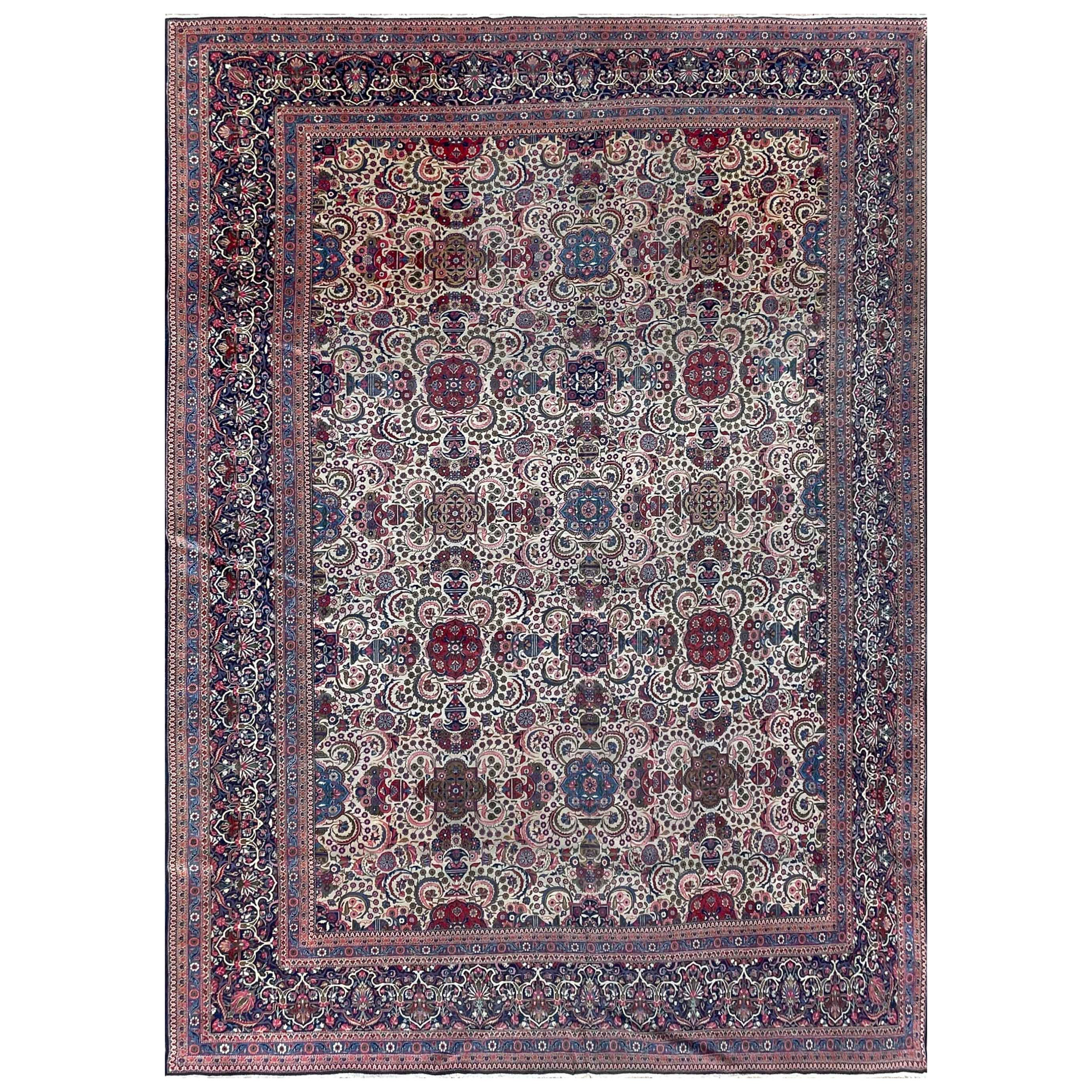 Antique Persian Dabir Kashan Carpet, Most Beautiful