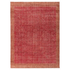 Rug & Kilim's handgeknüpfter moderner Teppich im Distressed-Stil in Rot und Braun