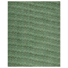Rug & Kilim’s Scandinavian Style Rug with Green Geometric Patterns