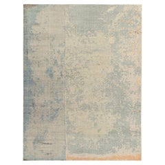 Rug & Kilim's Distressed Style Modern Rug in Blau, Grau, Beige Abstraktes Muster