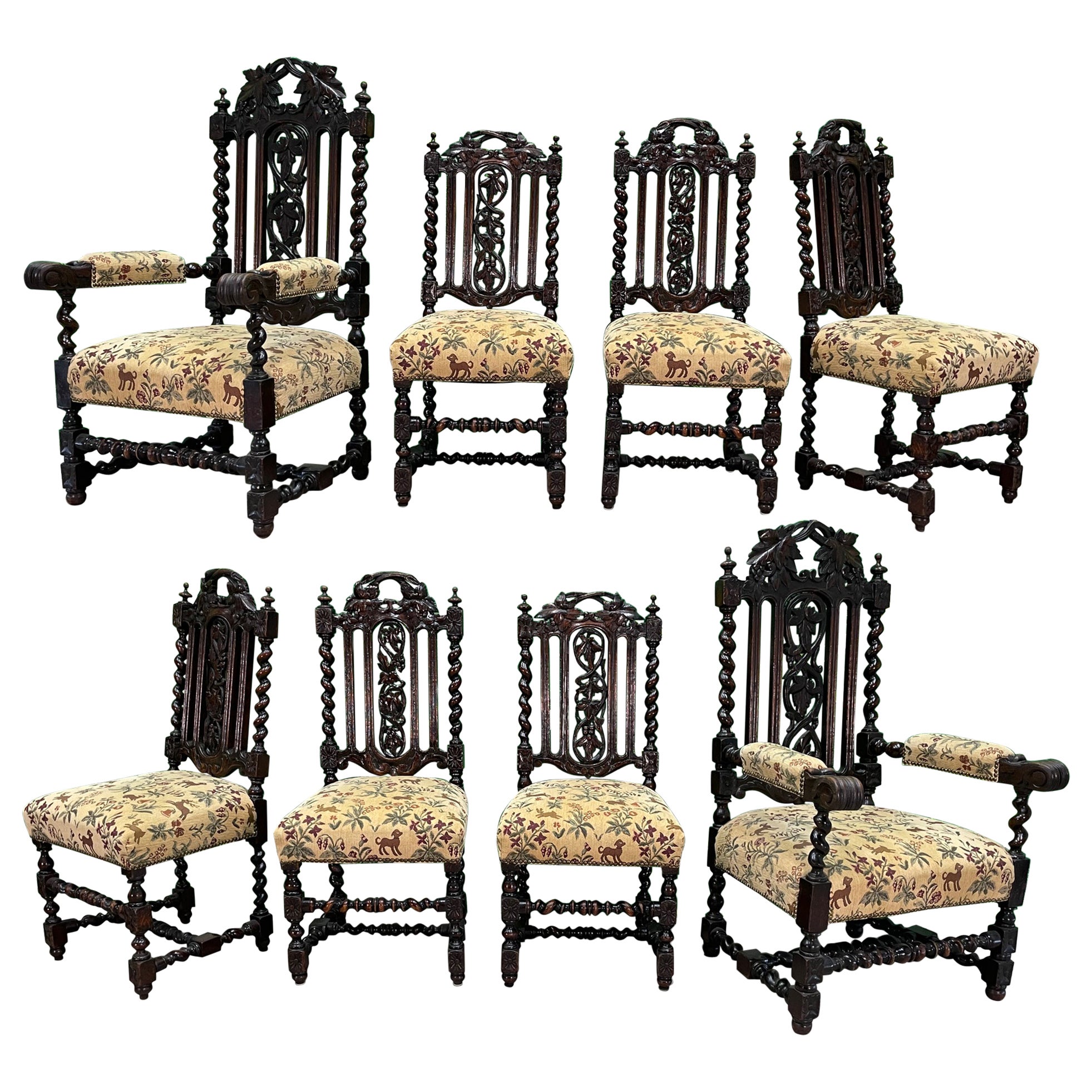 Spanish Colonial Heavy Carved Wood Dining Chairs For Sale