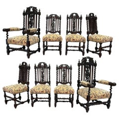 Spanish Colonial Heavy Carved Wood Dining Chairs