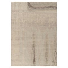 Rug & Kilim's handgeknüpfter abstrakter Teppich im Distressed-Stil in Beige mit grauem Muster