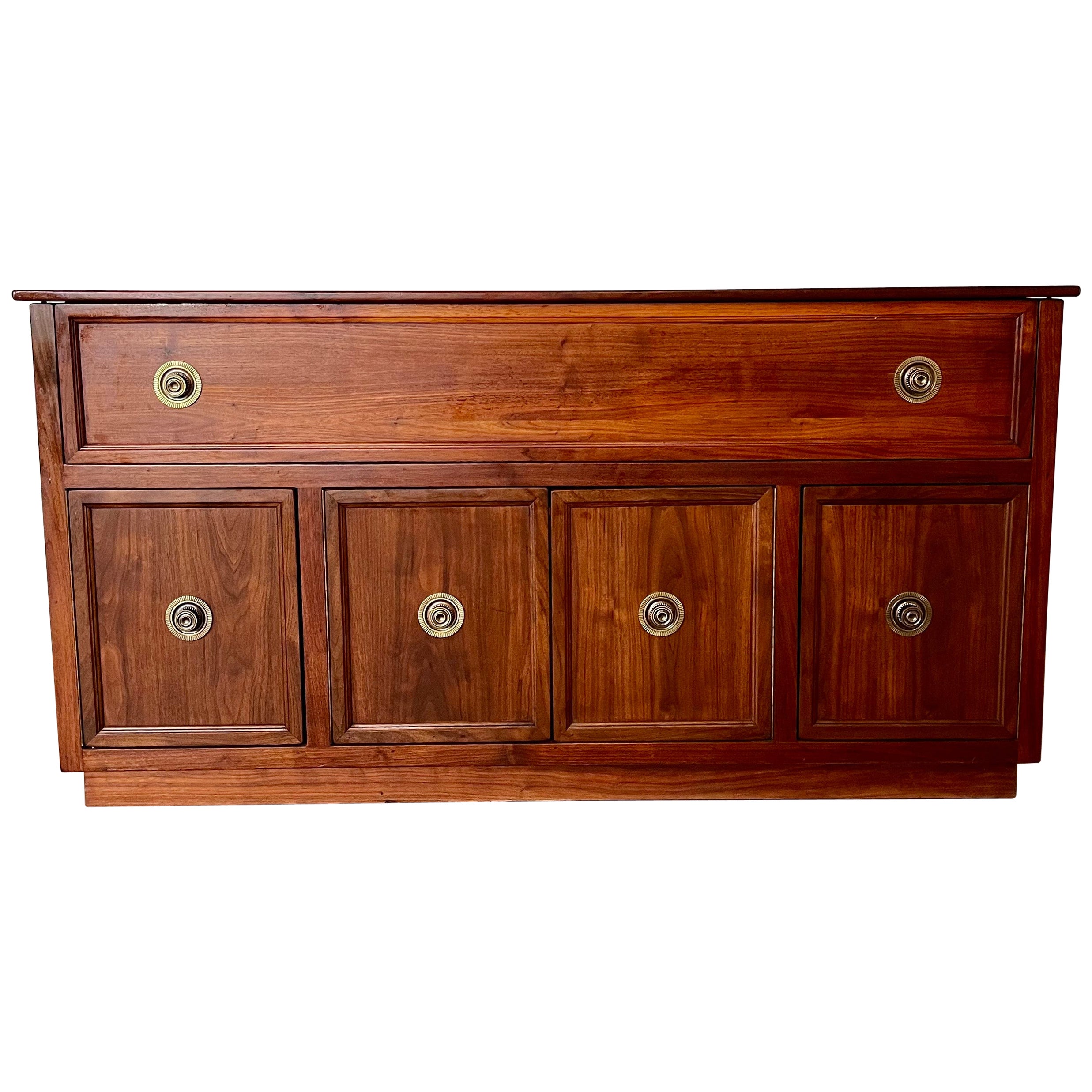 Mid Century Walnut Media Cabinet Lift Top Credenza For Sale