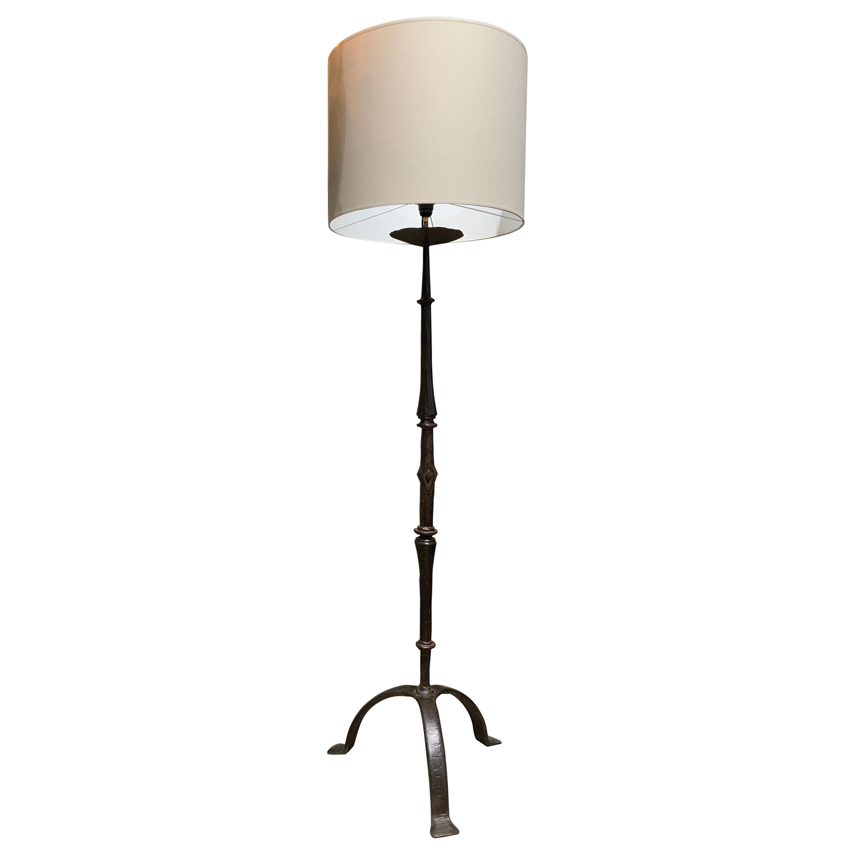 French floor lamp in solid iron circa 1950 