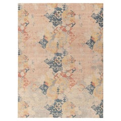 Rug & Kilim's Distressed Japanese Deco Style Teppich in Blau, Rosa All over Muster