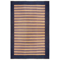 Vintage Mid-20th Century Striped Indian Dhurrie Rug