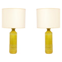 Grandes lampes de table Bitossi jaunes. Italie années 60